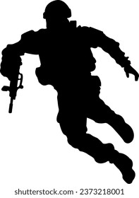 Silhouette de un hombre que cae después de ser herido. Ilustración del vector