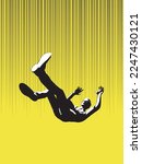 Silhouette of falling man Vector illustration