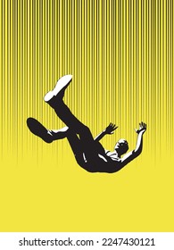 Silhouette of falling man Vector illustration