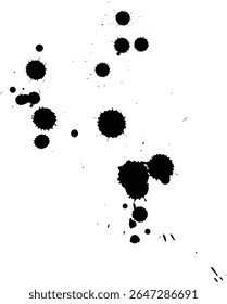silhueta de queda de pontos de tinta e salpicos em ilustrações vetoriais
