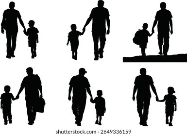 silhouette, family, child, adult, holding hands, walking, together, parent, kid, childhood, parenting, bond, connection, outdoor, journey, companionship, support, love, guidance, childhood memories