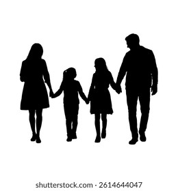 silhouette of a family with children - vector illustration	