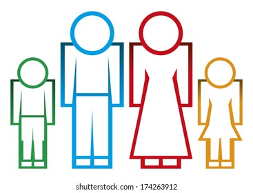 Silhouette family. Icon person, woman, kid, man.