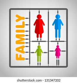 Silhouette family model kit with sign - parents and child symbol - vector illustration