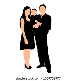 silhouette family, mom dad and baby