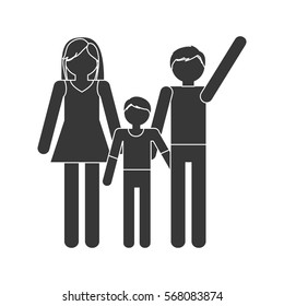 silhouette family mom dad and son together members vector illustration eps 10