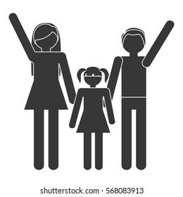 silhouette family mother father daughter together members traditional vector illustration eps 10