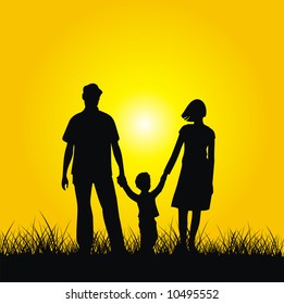 Silhouette of family - mother, father and son. Vector.