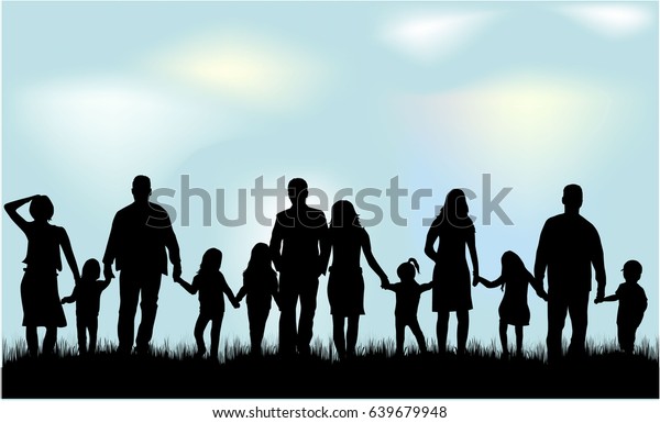 Silhouette Family Nature Stock Vector (Royalty Free) 639679948