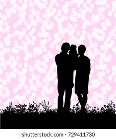 silhouette family, outdoors, background