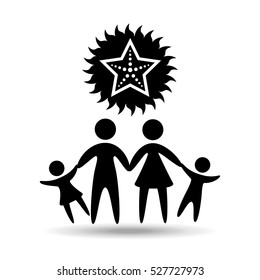 silhouette family vacation starfish sea marine vector illustration eps 10