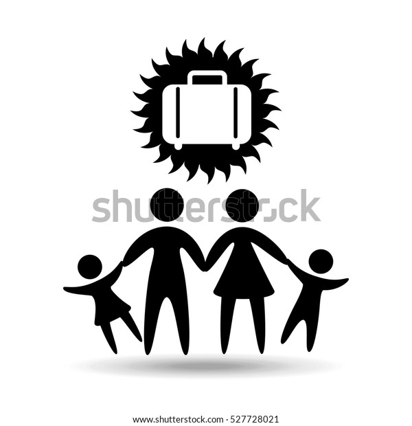 silhouette family vacation suitcase icon vector\
illustration eps 10
