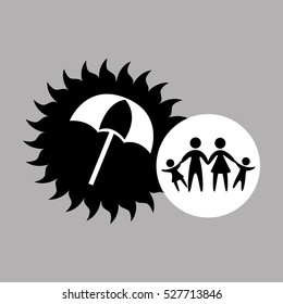 silhouette family vacation umbrella protection vector illustration eps 10
