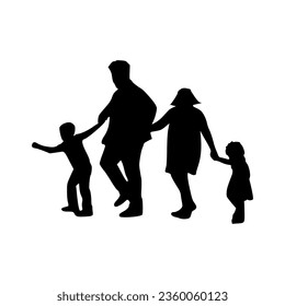 silhouette of a family walking together