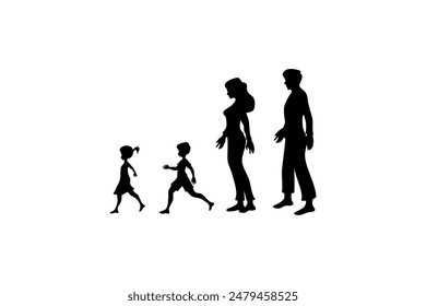 silhouette of a family walking together