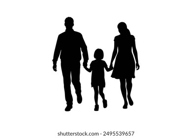 silhouette of family walking vector
