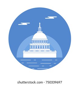 Silhouette of famous building in the USA. The Capitol building of the U.S. Congress. American symbols.