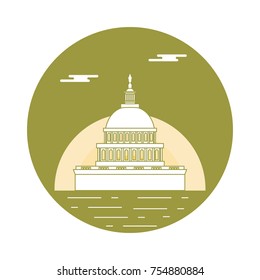 Silhouette of famous building in the USA. The Capitol building of the U.S. Congress. American symbols.