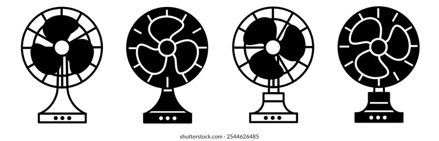 Silhouette of fan icon illustration on white background. Fan icon set for business. Stock vector.