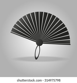Silhouette of the fan on the gray background