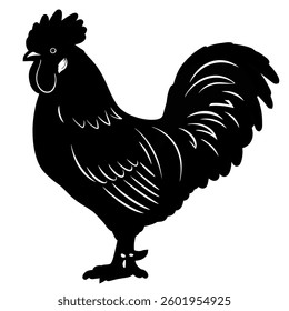 silhouette of a farm rooster