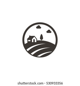Silhouette Farm Vector Logo Design Element