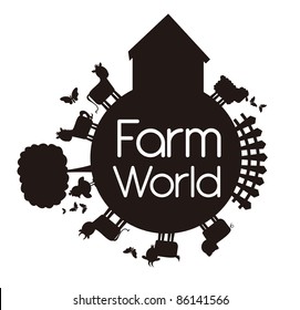 silhouette farm world isolated over white background. vector