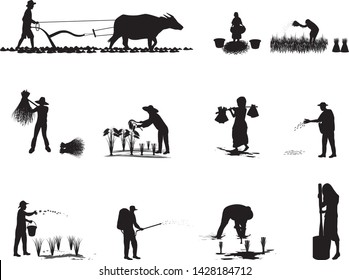 Silhouettes Farmer Shape Vector Design Stock Vector (Royalty Free ...