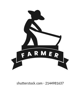 Silhouette farmer logo design template