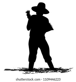 silhouette farmer shape vector design