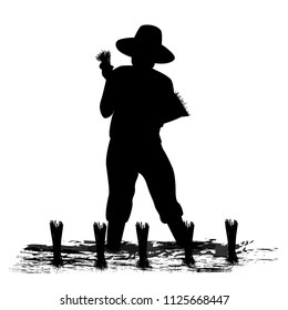 silhouette farmer shape vector design