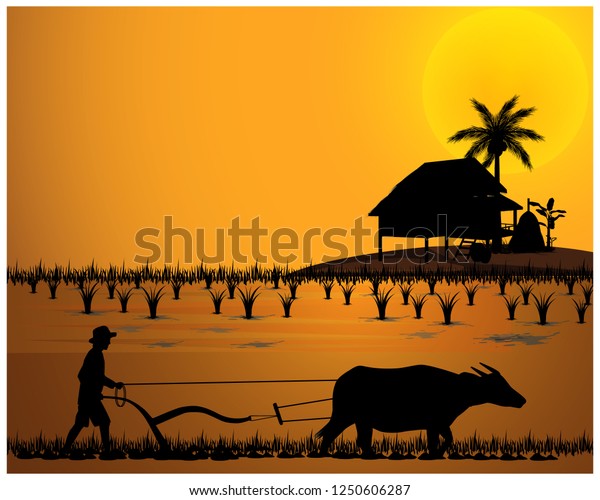 Silhouette Farmer Vector Design Stock Vector (Royalty Free) 1250606287