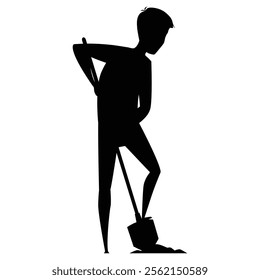 Silhouette of a Farmer Working in the Field
