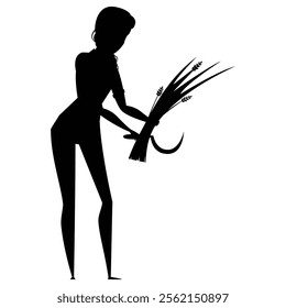 Silhouette of a Farmer Working in the Field