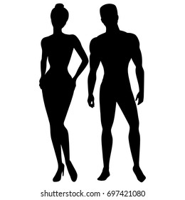 Silhouette fashion couple. Man and woman.