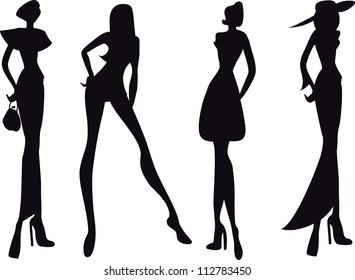 Silhouette Fashion Girls Stock Vector (Royalty Free) 113029075