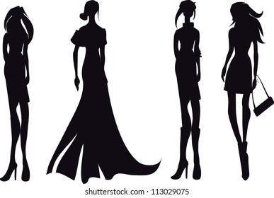 Silhouette Fashion Girls Stock Vector (Royalty Free) 113029075