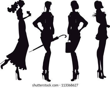 Silhouette Fashion Girls Stock Vector (Royalty Free) 113368627 ...