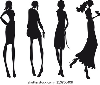 Silhouette Fashion Girls Stock Vector (Royalty Free) 113950408 ...