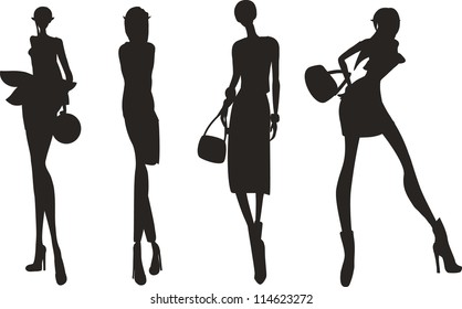 Silhouette Fashion Girls Stock Vector (Royalty Free) 114623272 ...