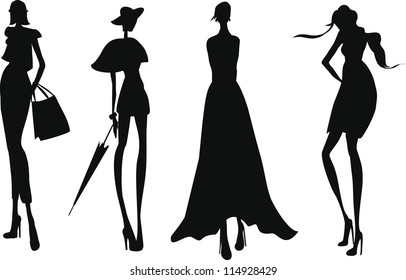 Silhouette Fashion Girls Stock Vector (Royalty Free) 113166442 ...
