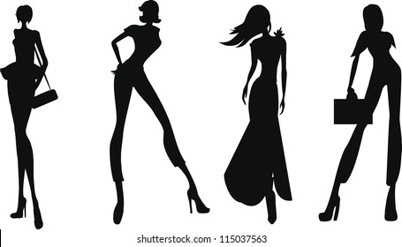 Silhouette Fashion Girls Stock Vector (Royalty Free) 115037563 ...