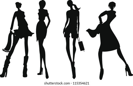 Silhouette Fashion Girls Stock Vector (Royalty Free) 115354627 ...