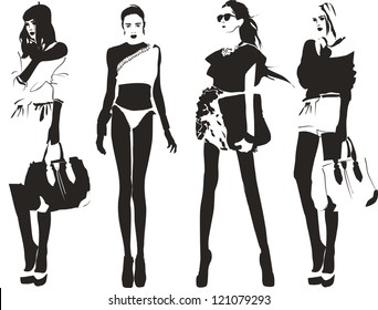 Silhouette Fashion Girls