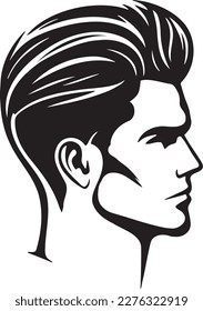 Silhouette of a fashion man head on a white background. 