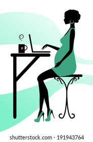 Silhouette of a fashionable pregnant woman.