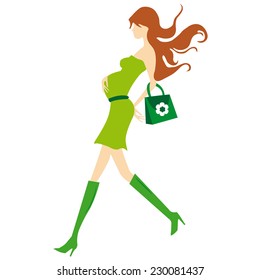 Silhouette of a fashionable pregnant woman