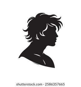 Silhouette of a fashionable woman with long hair in a stylish vector illustration