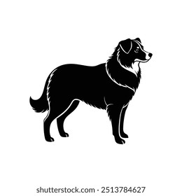 Silhouette of fast Australian shepherd dog vector clipart design