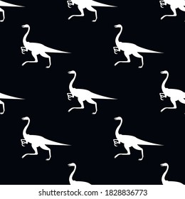 silhouette of fast dinosaur, seamless pattern, vector illustration